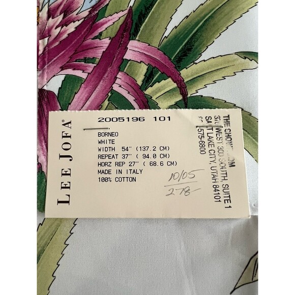 Lee Jofa Fabric Samples 3 Pieces 26 X 36 100% Cotton White Floral Orchids Borneo - Picture 11 of 12